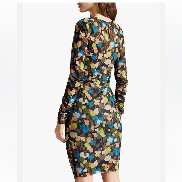 TED BAKER NWT Tina Ruched Front Long Sleeve Minidress Colorful Size 8-10 $225 - Picture 4 of 8